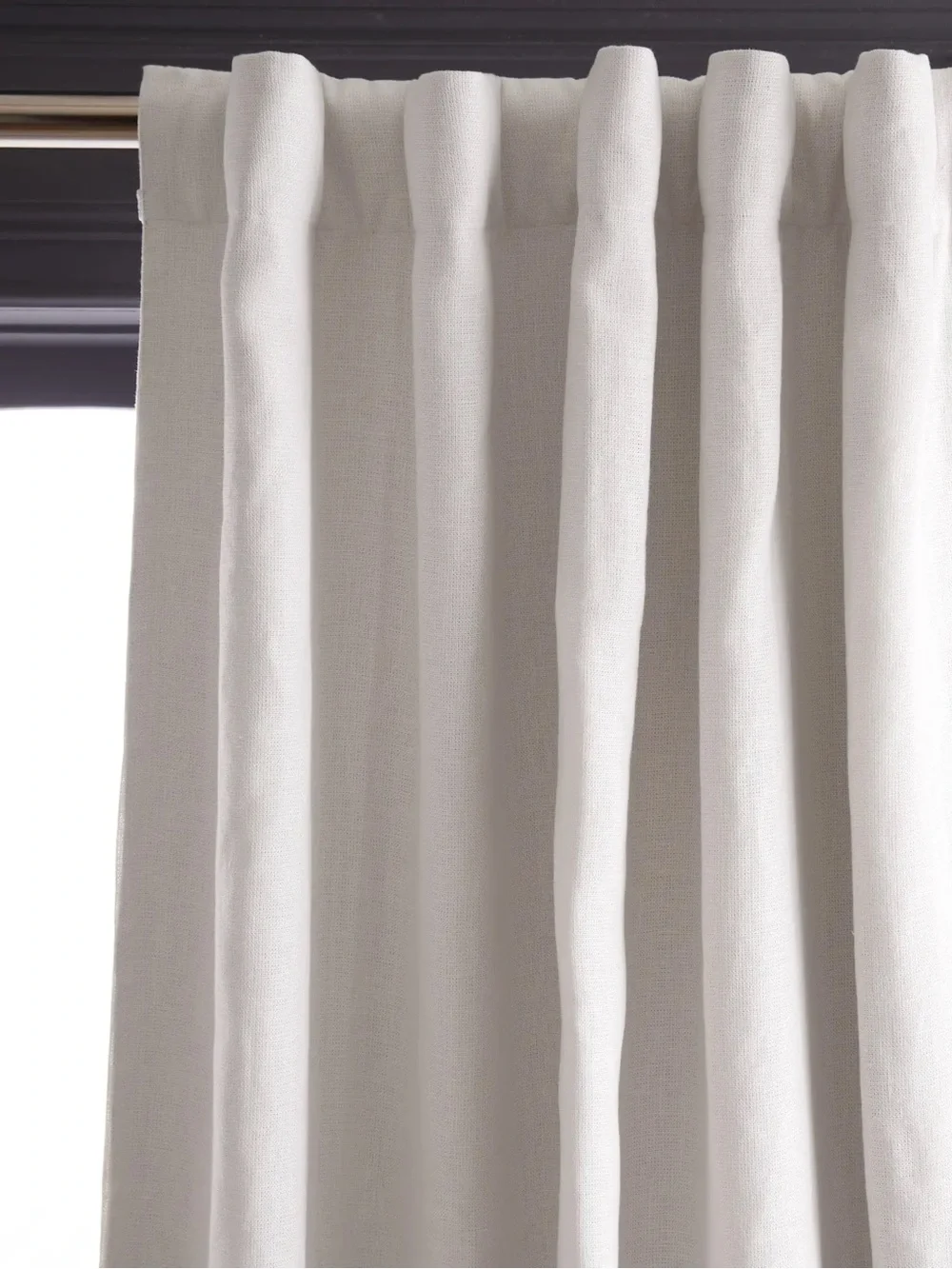 NWT QUINCE Set 2 48x84 Heavyweight European Linen Blackout Curtains White 9186